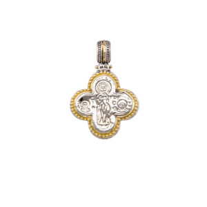 Byzantine cross in 18K Gold and sterling silver