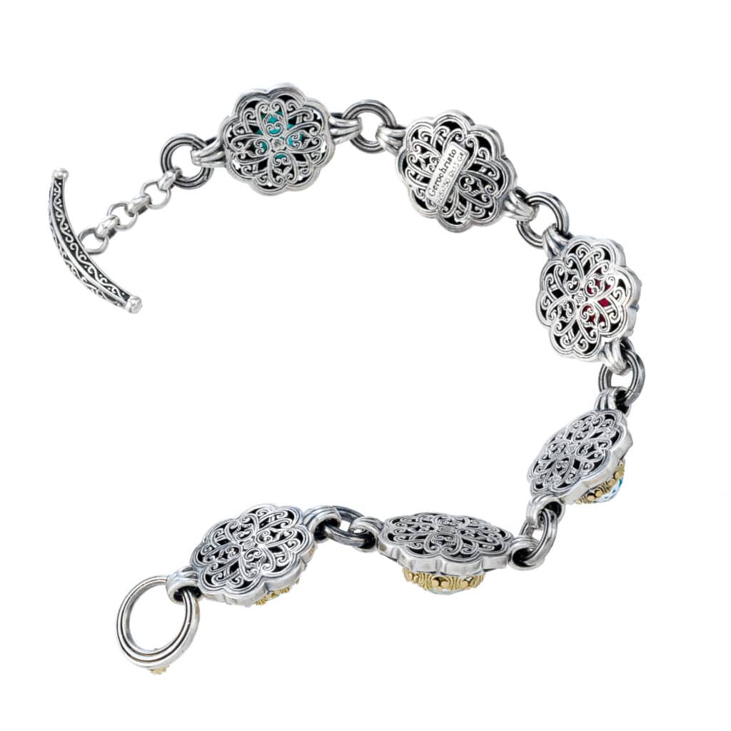 Penelope bracelet in 18K Gold and Sterling silver with multi colors stones - Image 3