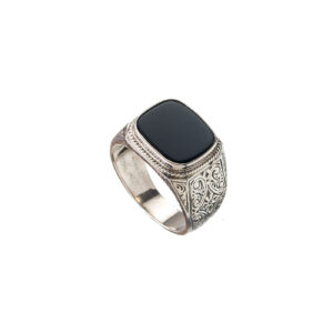 Classic mens ring in sterling silver with semi precious stone - Image 5