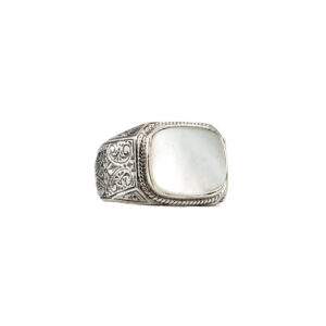 Classic mens ring in sterling silver with semi precious stone - Image 3