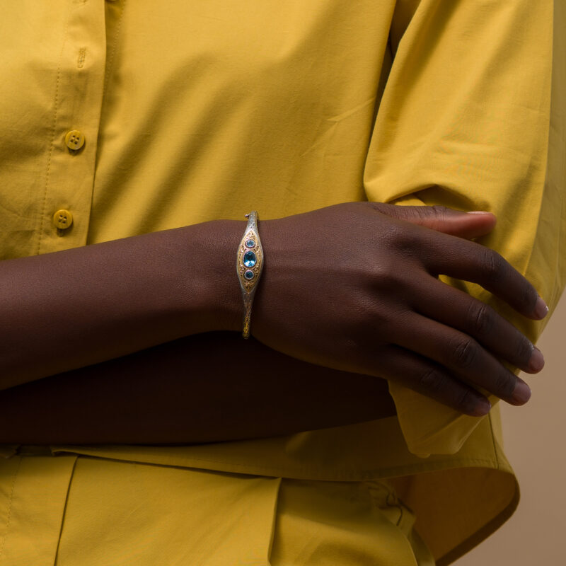 Faidra bracelet in 18K Gold and sterling silver with semi precious stones