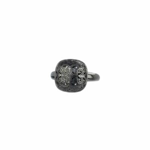 Kallisto Cushion Ring in Black plated sterling silver