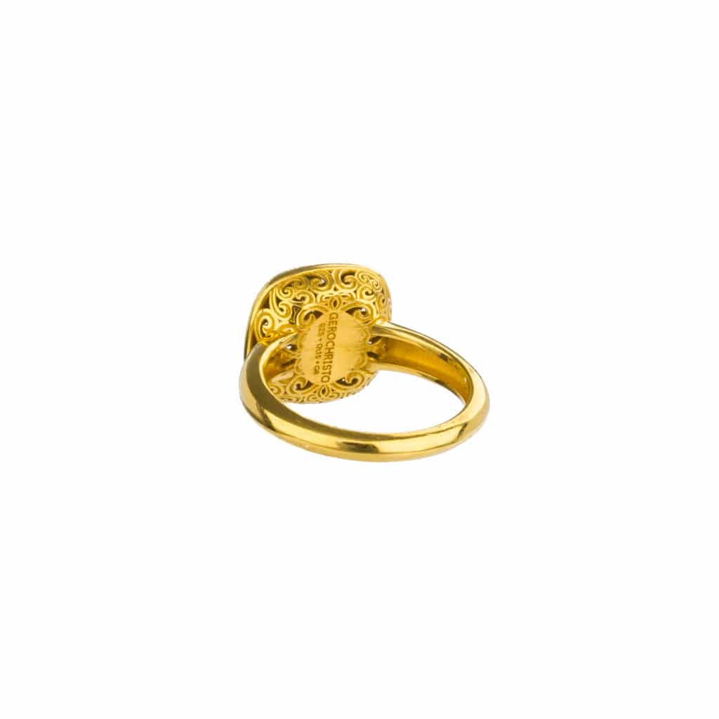 Kallisto Cushion Ring in Gold plated sterling silver - Image 3