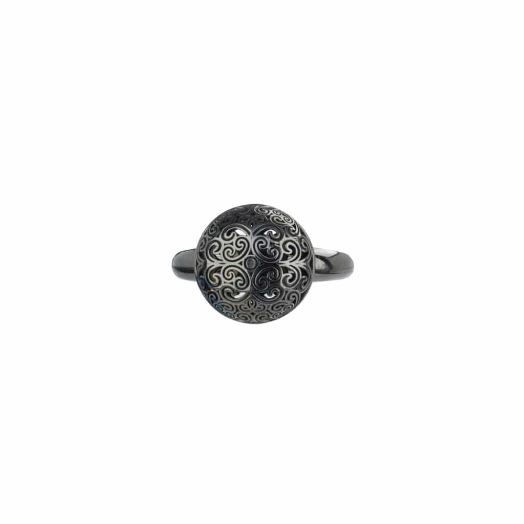 Kallisto Round Ring in Black plated sterling silver