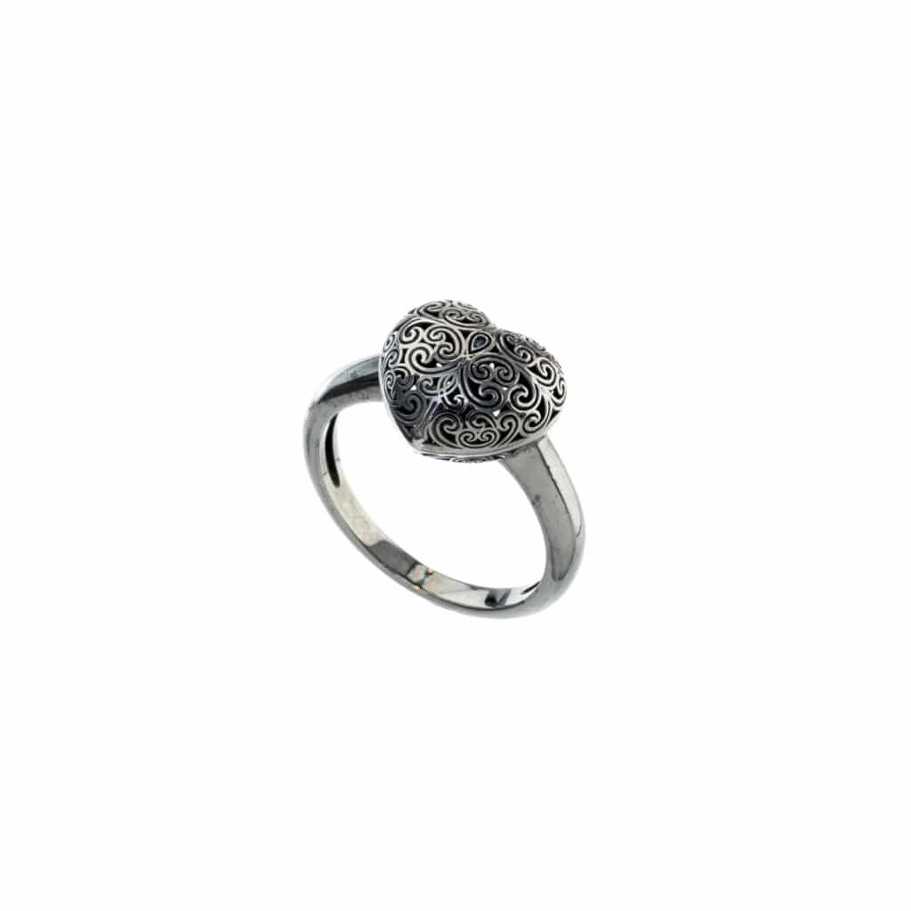 Kallisto Heart Ring in Black plated sterling silver