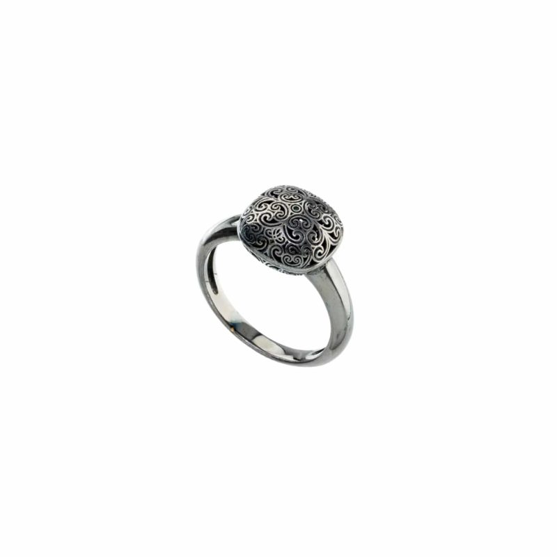 Kallisto Cushion Ring in Black plated sterling silver