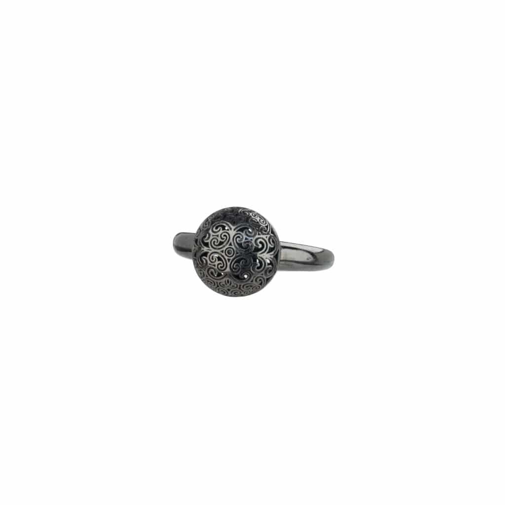 Kallisto Round Ring in Black plated sterling silver