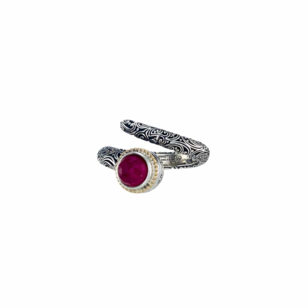 Eve ring adjustable in 18K Gold, sterling silver and Doublet stone