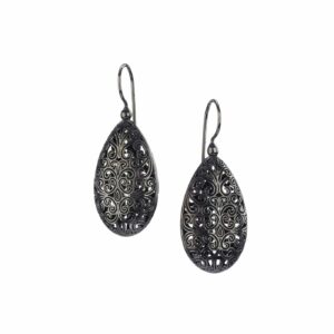 Kallisto teardrop earrings in Black plated silver 925