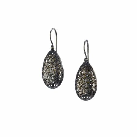 Kallisto teardrop earrings in Black plated silver 925
