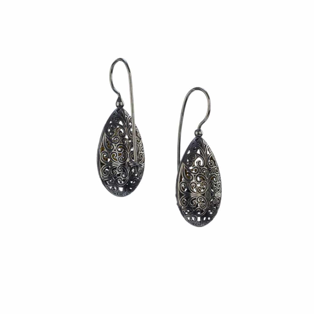 Kallisto teardrop earrings in Black plated silver 925