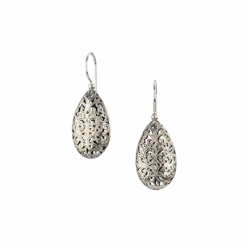Kallisto Teardrop Earrings in oxidized Silver 925