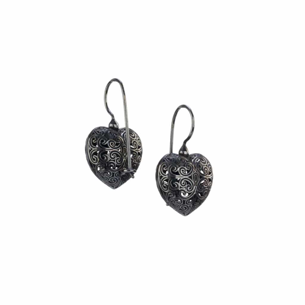 Kallisto Heart earrings in Black plated silver 925