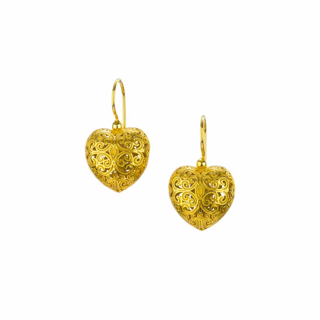 Kallisto Heart Earrings in Gold plated silver 925