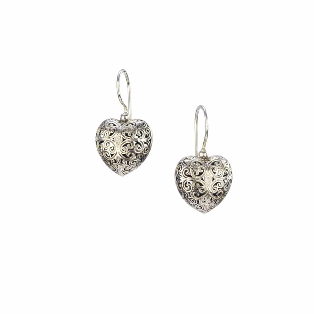 Kallisto Heart Earrings in oxidized Silver 925