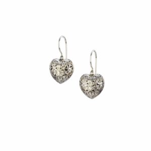Kallisto Heart Earrings in oxidized Silver 925