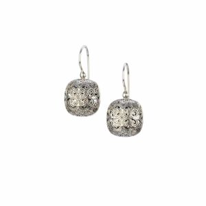 Kallisto Cushion Earrings in oxidized Silver 925