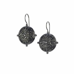 Kallisto Round earrings in Black plated silver 925