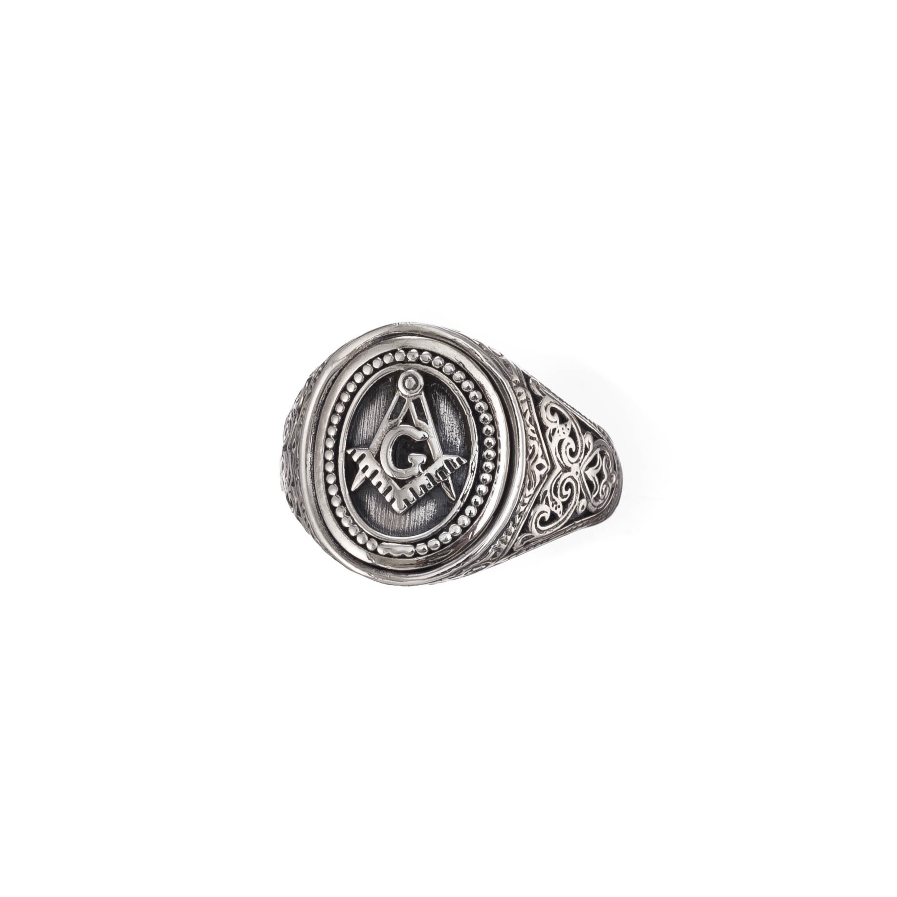Masonic oval ring in Sterling Silver