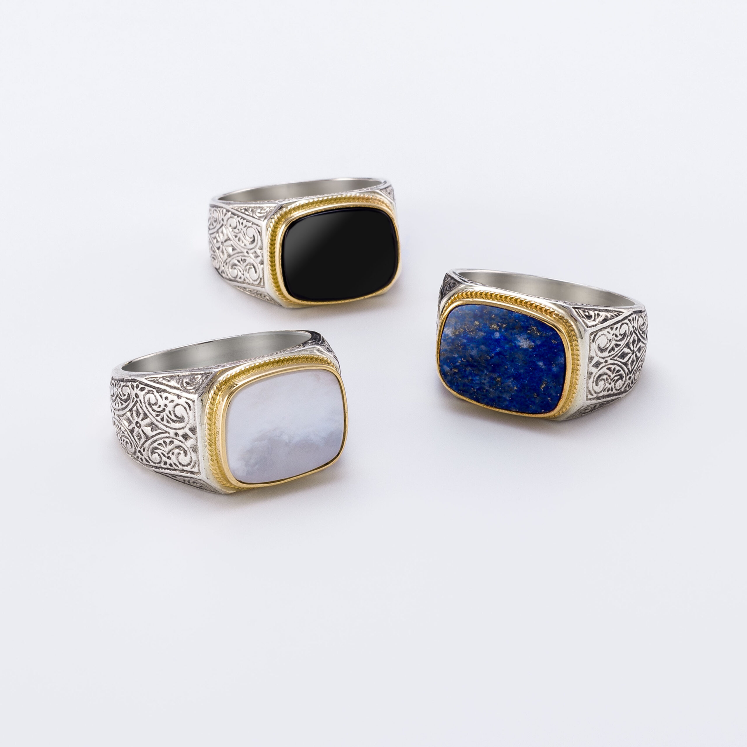 Classic ring in 18K Gold and Sterling Silver with stone