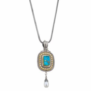 Iris big pendant in Sterling silver with Gold plated parts and doublet stone - Image 3