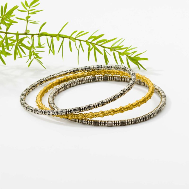 Bracelets set in sterling silver and Gold plated silver