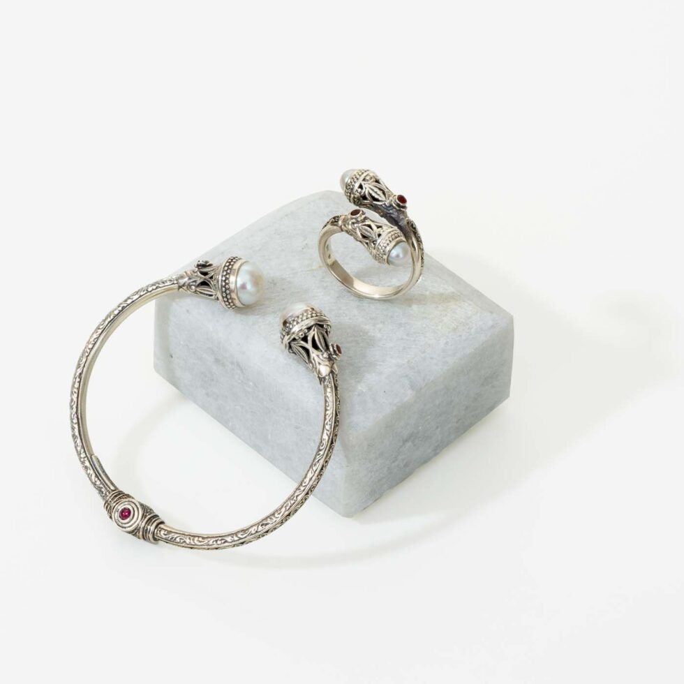 Santorini Set Bracelet and Ring in Sterling silver
