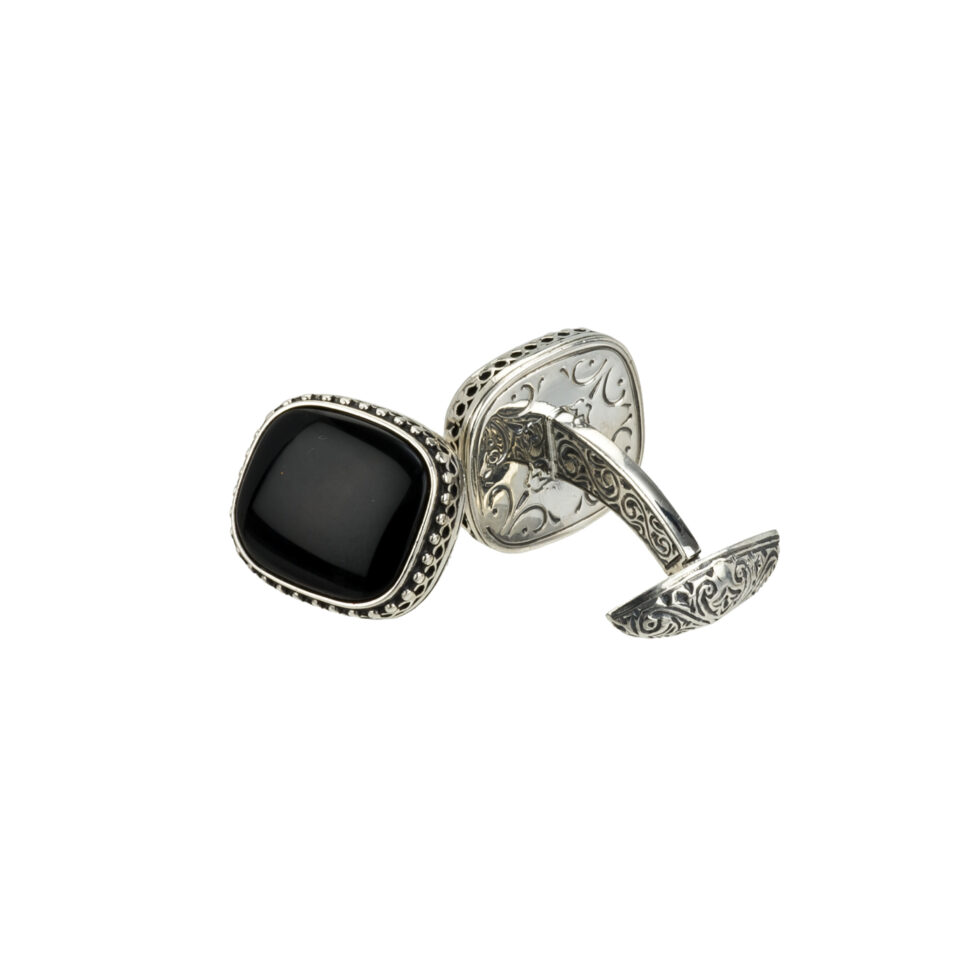 Cufflinks in sterling silver with black onyx