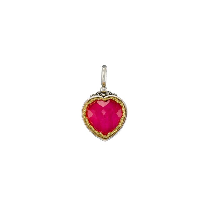 Iris Heart Pendant in Sterling Silver with Gold Plated Parts and Doublet Gemstone - Image 4