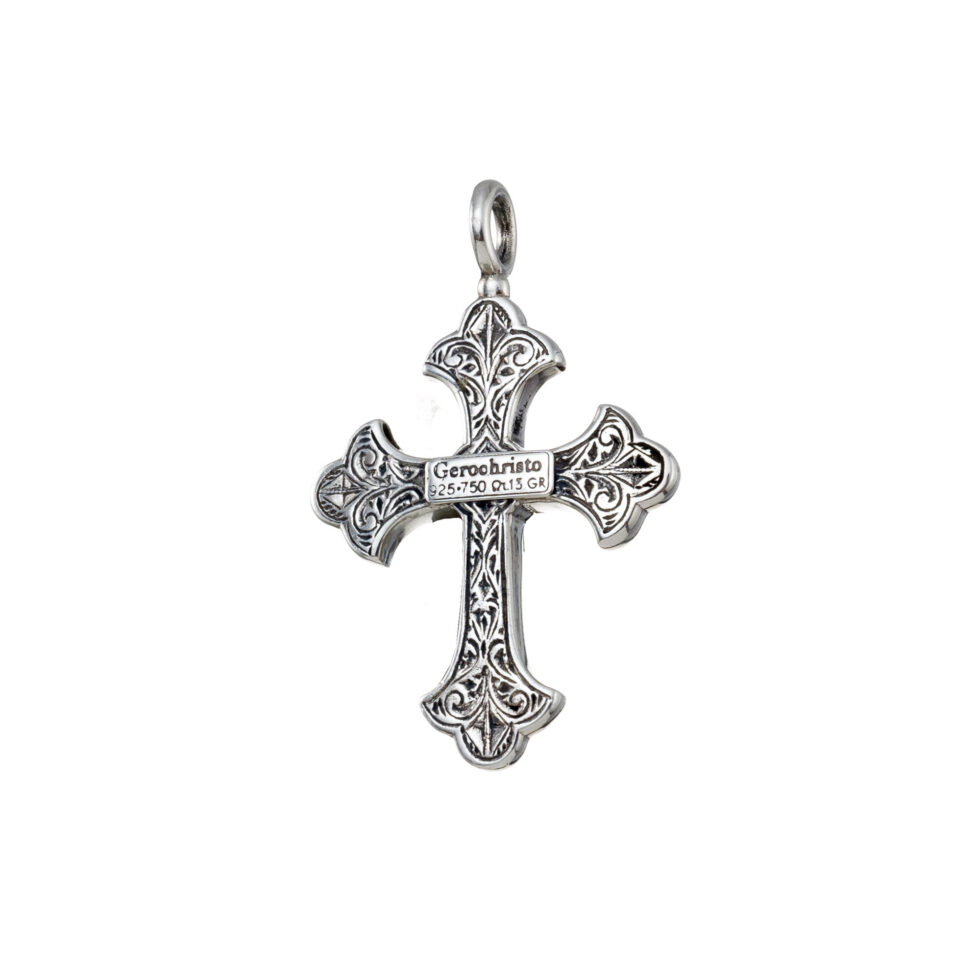 Aretousa Cross in sterling silver with 18K Gold and Ruby