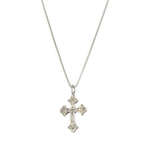 Aretousa small Cross in 18K Gold and Sterling silver with Ruby - Image 3