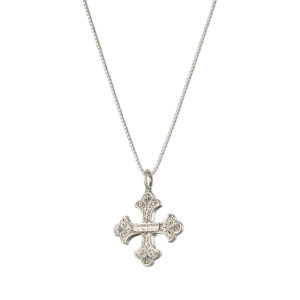 Aretousa Medium Cross in 18K Gold and Sterling silver with Peridot - Image 2