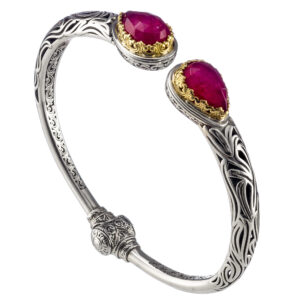 Imperial teardrop Bracelet in 18K Gold and Sterling Silver with Doublet Stones - Image 2