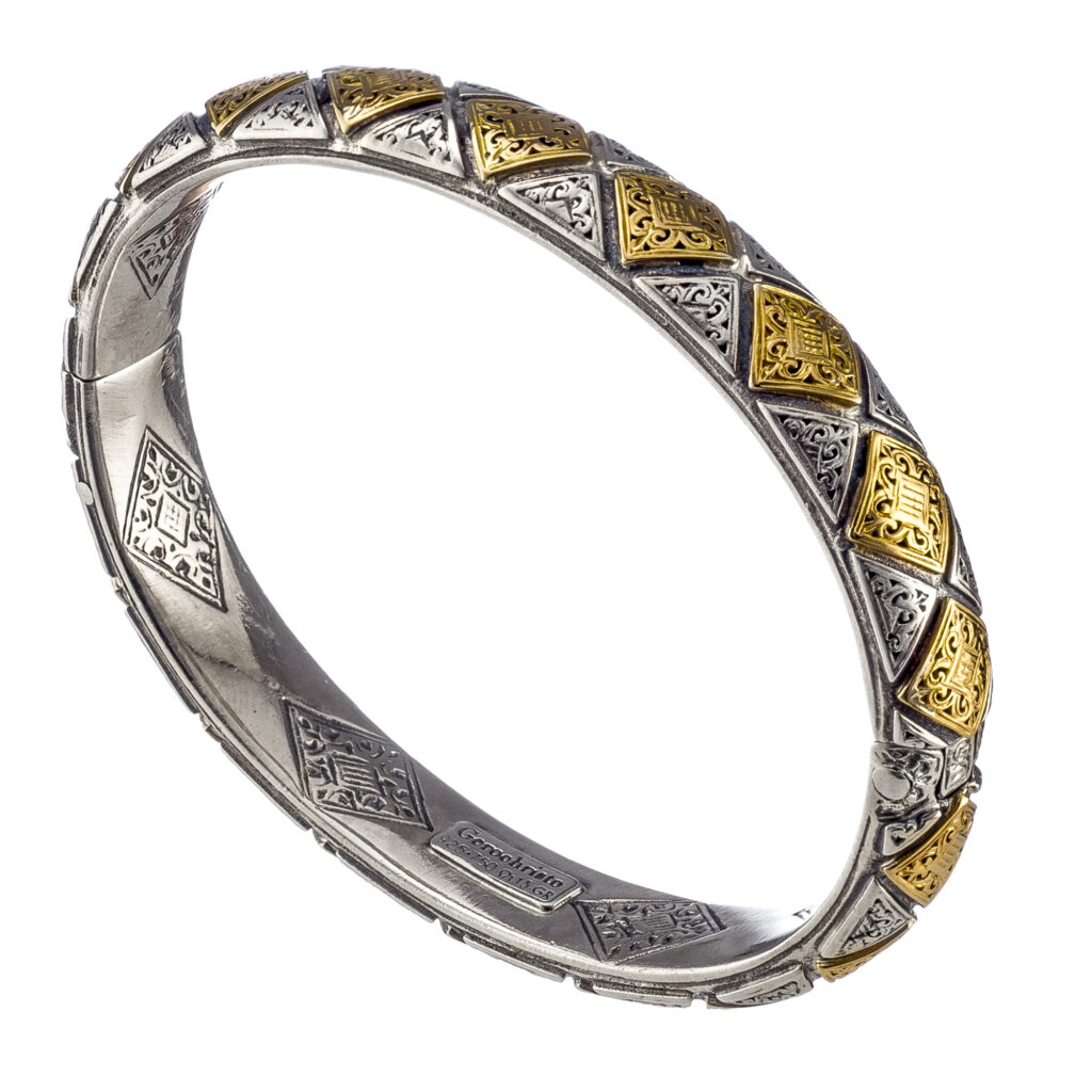 Byzantine Bracelet in 18K solid Yellow Gold and Sterling Silver