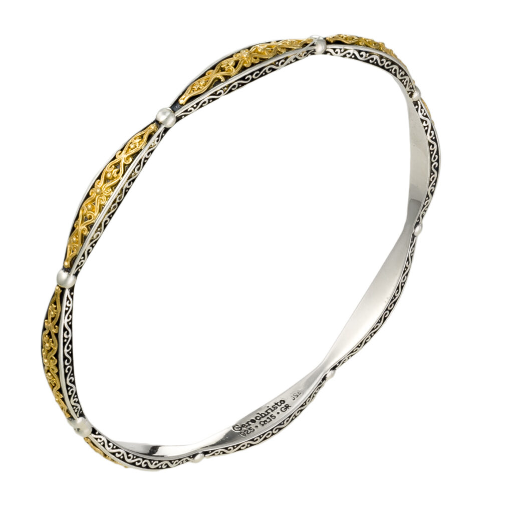 Aretousa bangle bracelet in 18K Gold and Sterling silver