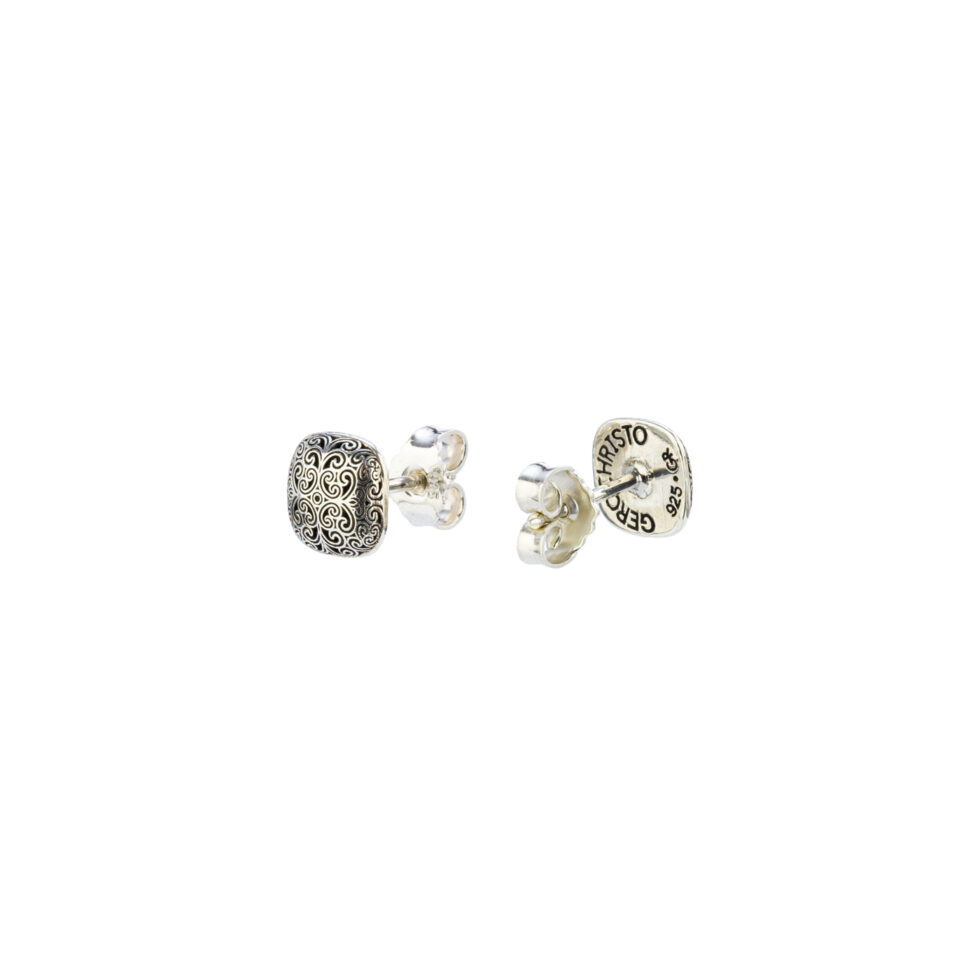 Kallisto tiny cushion stud earrings in sterling silver