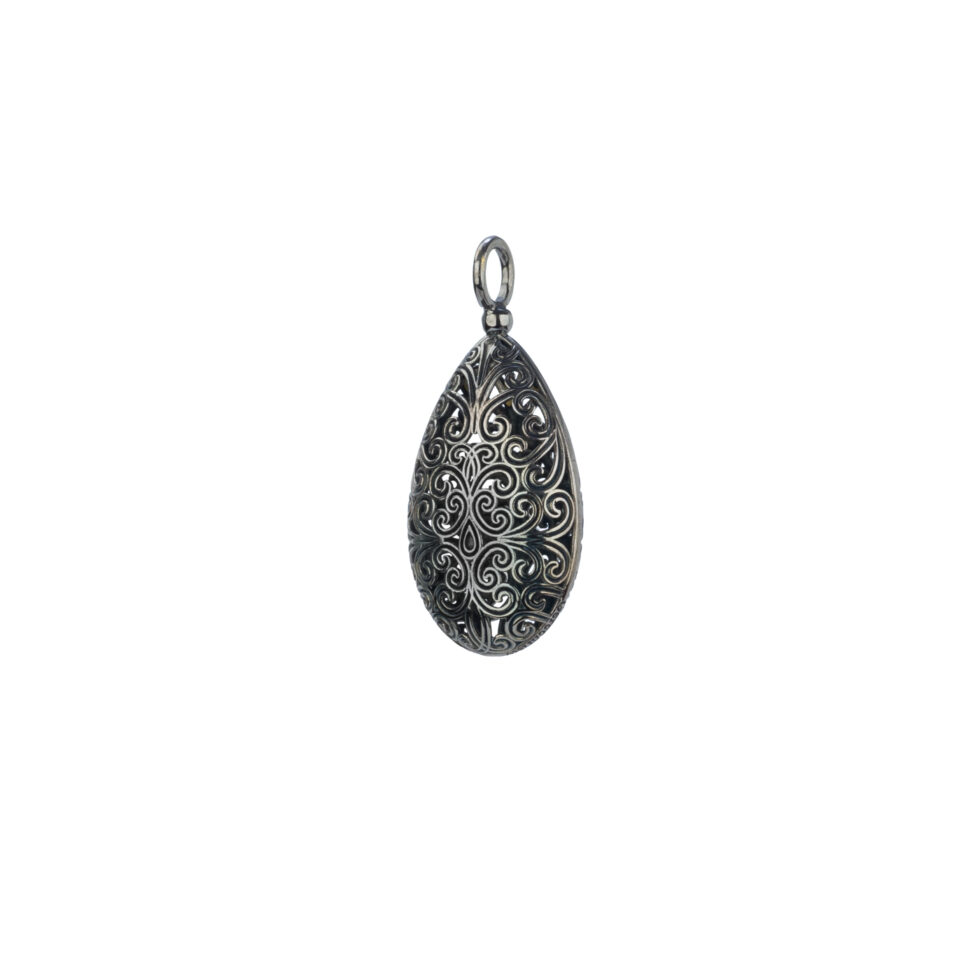 Kallisto teardrop pendant in black plated silver 925