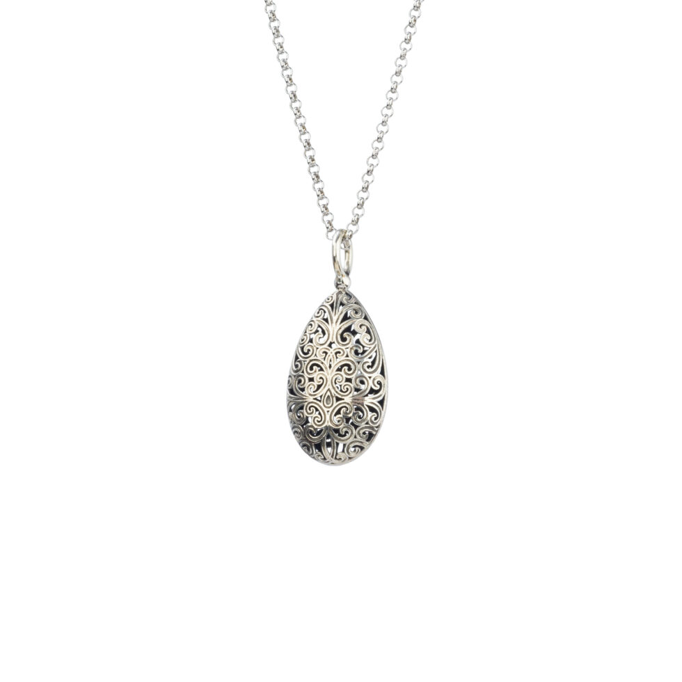 Kallisto teardrop pendant in oxidized silver 925