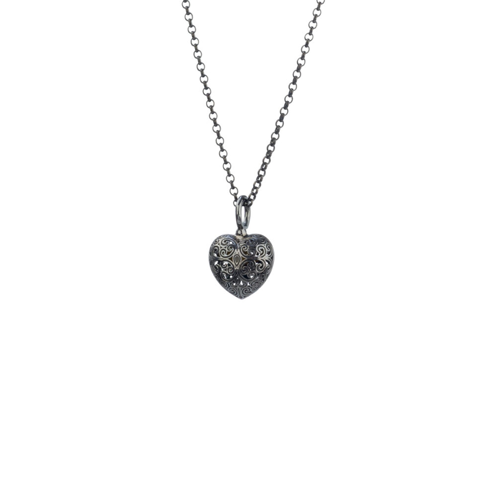 Kallisto Heart pendant in black plated silver 925