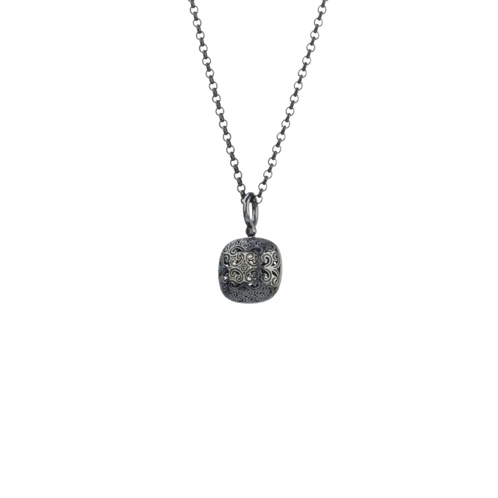 Kallisto cushion pendant in black plated silver 925