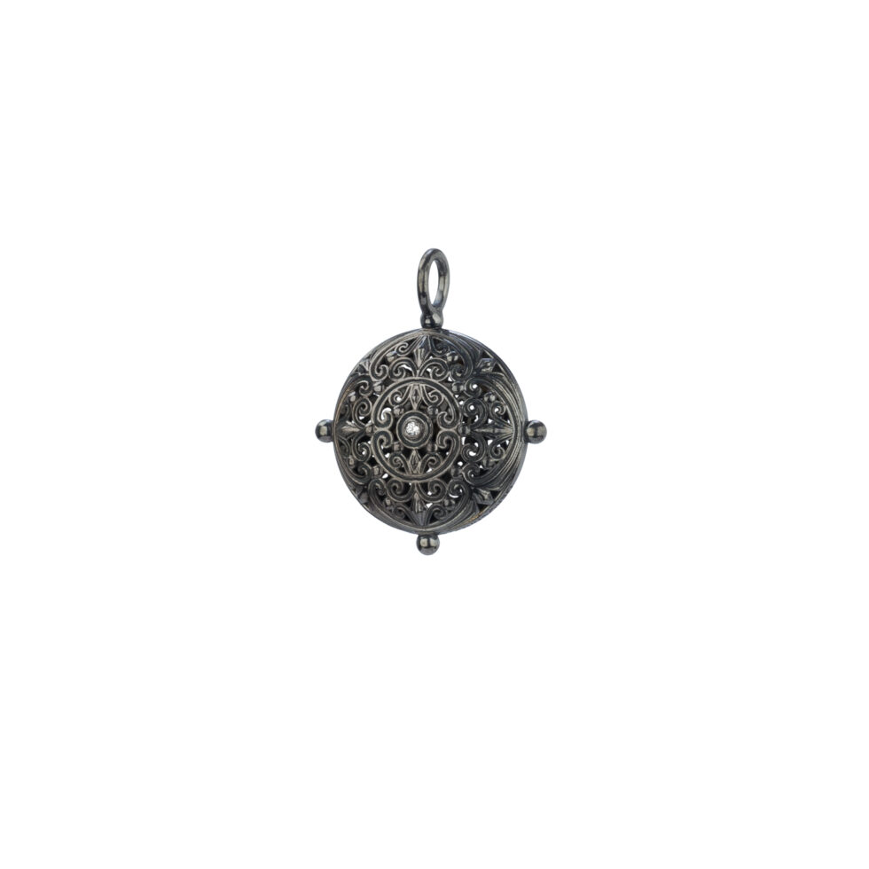 Kallisto round pendant in black plated silver 925