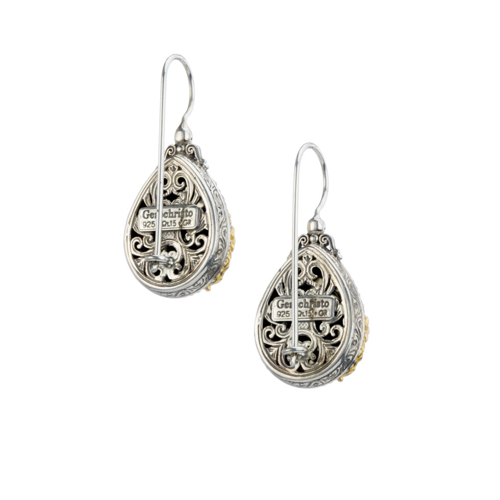 Dione teardrop earrings in Sterling silver with Gold plated parts