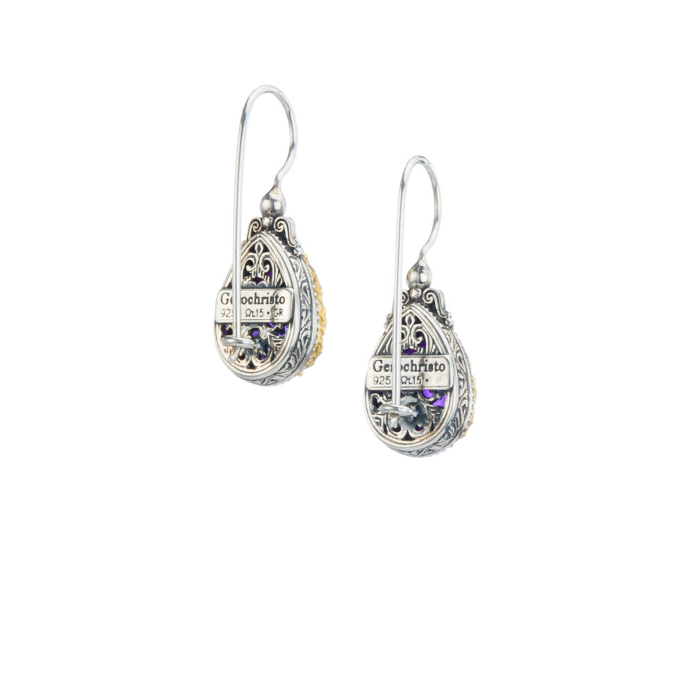 Dione teardrop earrings in Sterling silver with Gold plated parts