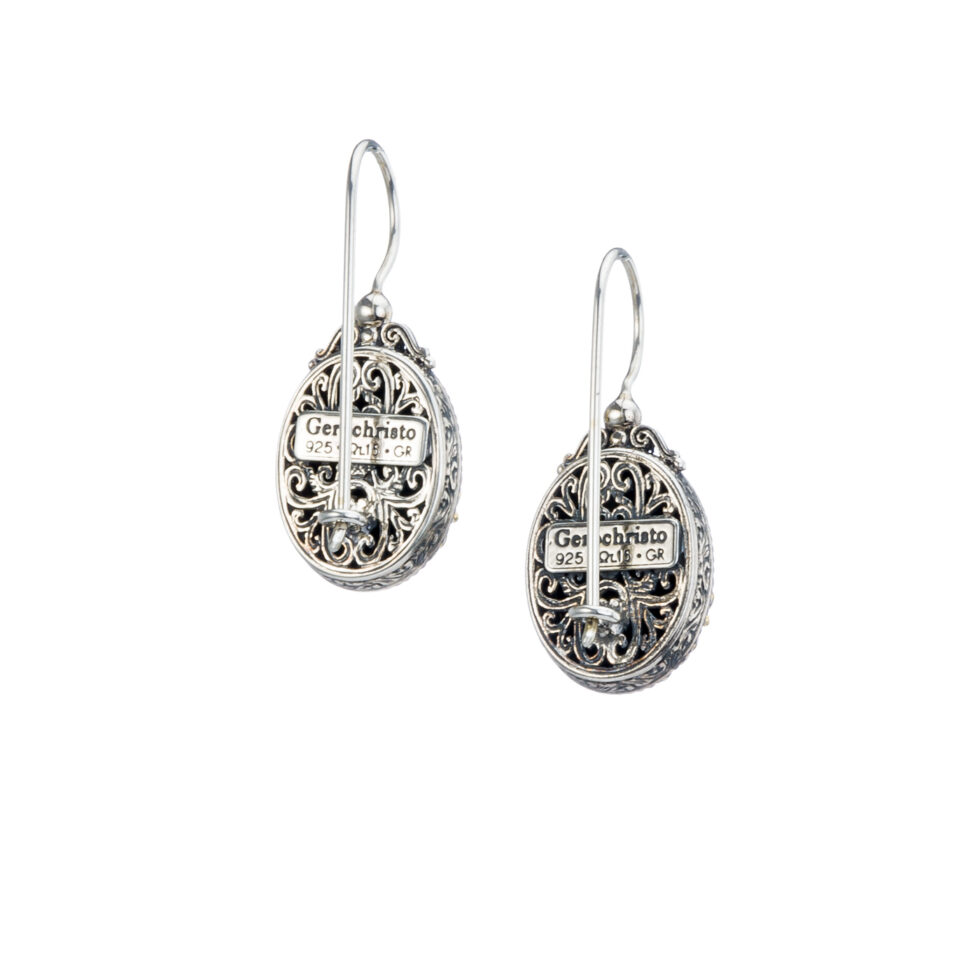 Dione oval earrings in sterling silver with Gold plated parts