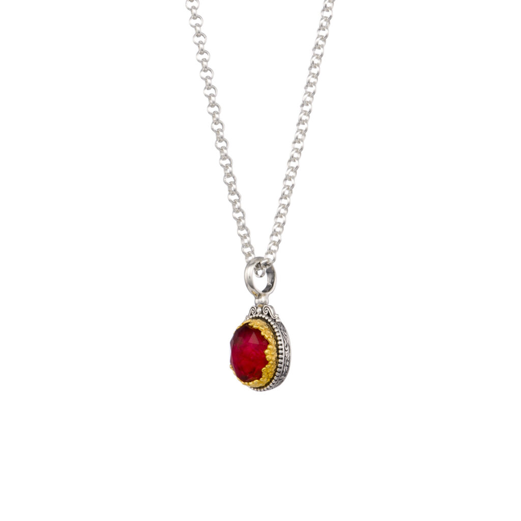 Dione oval pendant in sterling silver with Gold plated parts