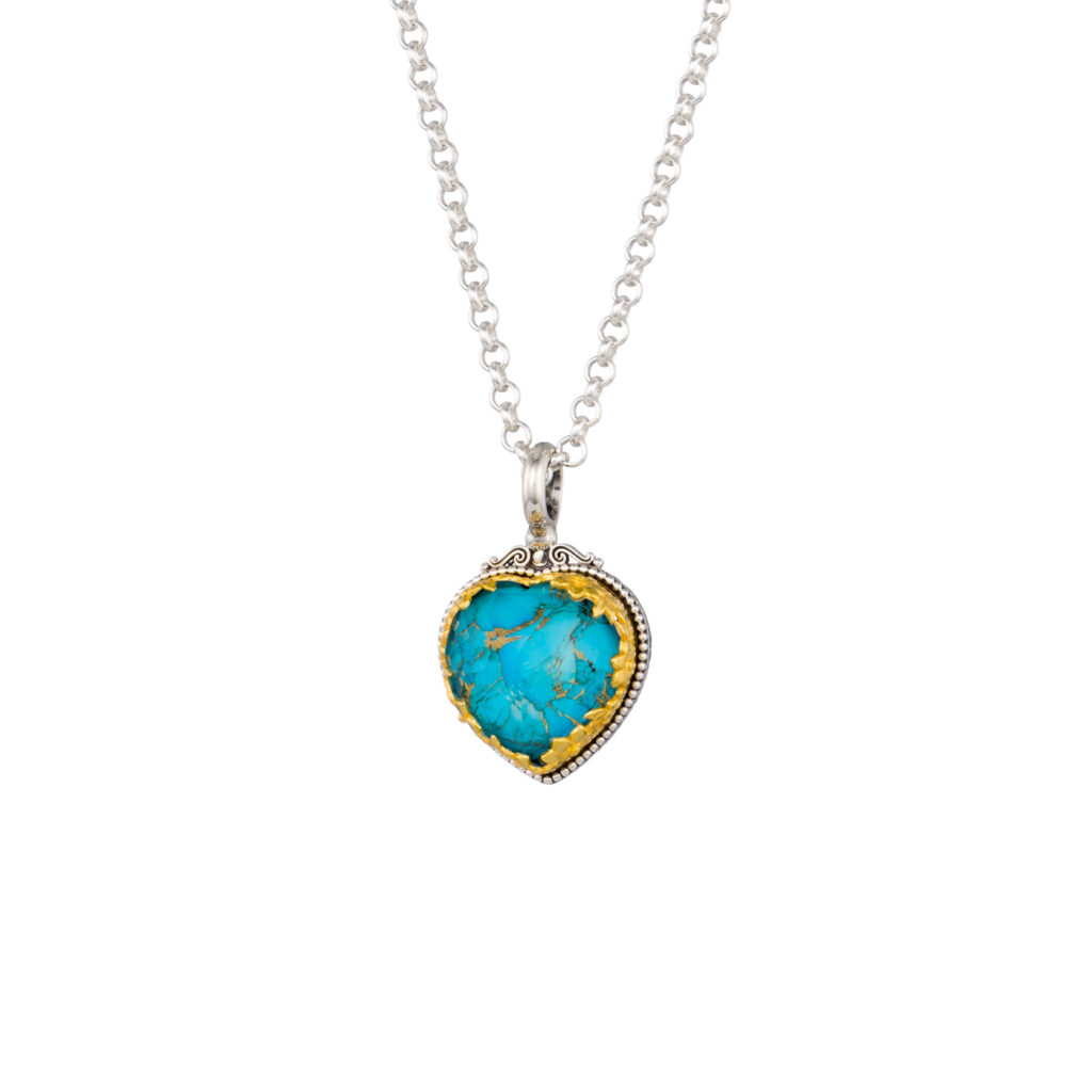 Dione heart pendant in sterling silver with Gold plated parts