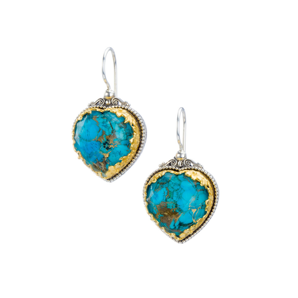Dione Hearts earrings in Sterling silver with Gold plated parts