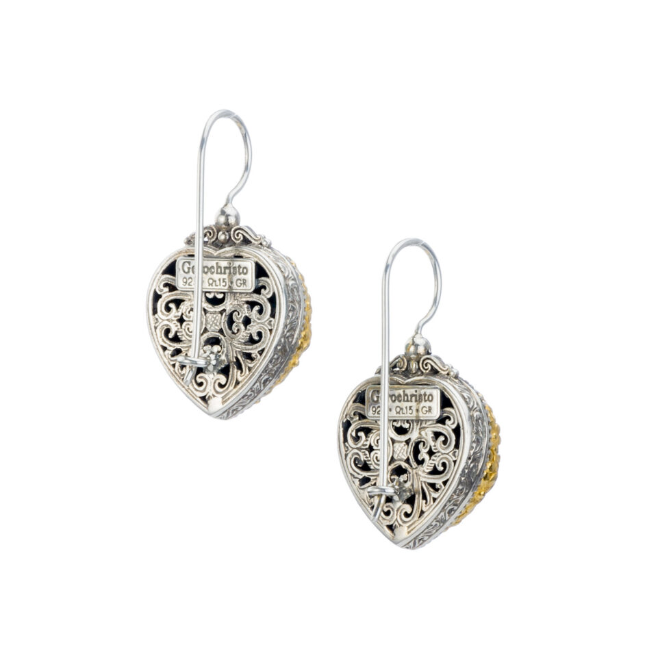 Dione Hearts earrings in Sterling silver with Gold plated parts