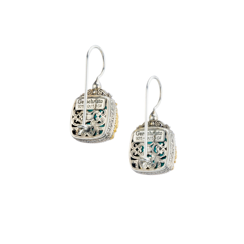 Dione square earrings in Sterling silver with Gold plated parts