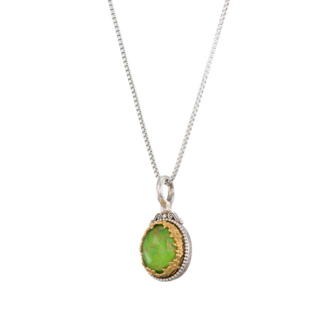 Dione oval Pendant in sterling silver with Gold plated parts - Image 4